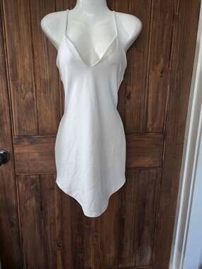 Missguided Womens US 6 White Plunge Neck Bodycon Mini Dress Party